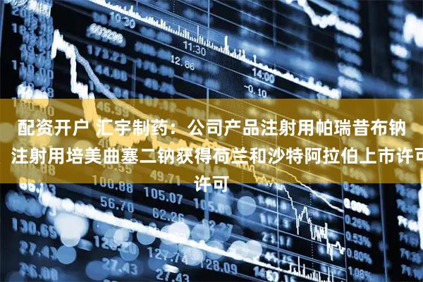 配资开户 汇宇制药：公司产品注射用帕瑞昔布钠、注射用培美曲塞二钠获得荷兰和沙特阿拉伯上市许可